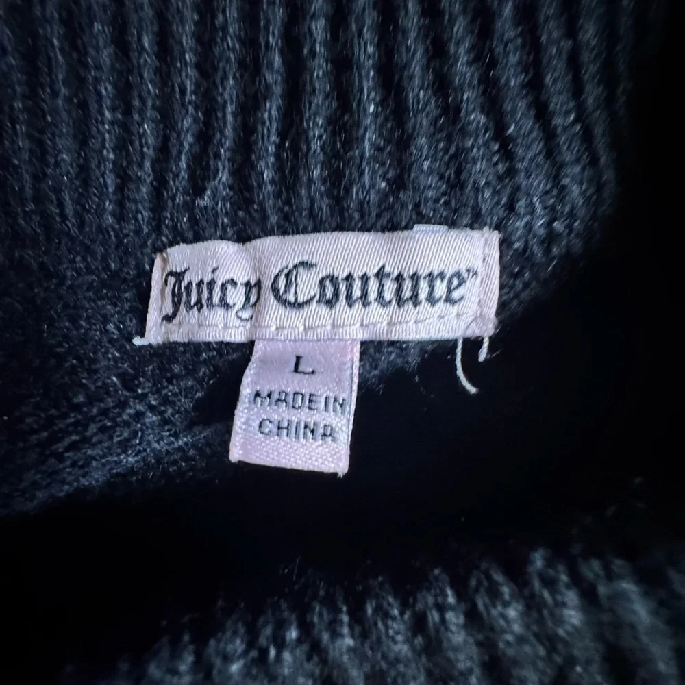 Juicy Couture Black Sequin Sweater Women’s Size L Holiday Party Knit Acrylic